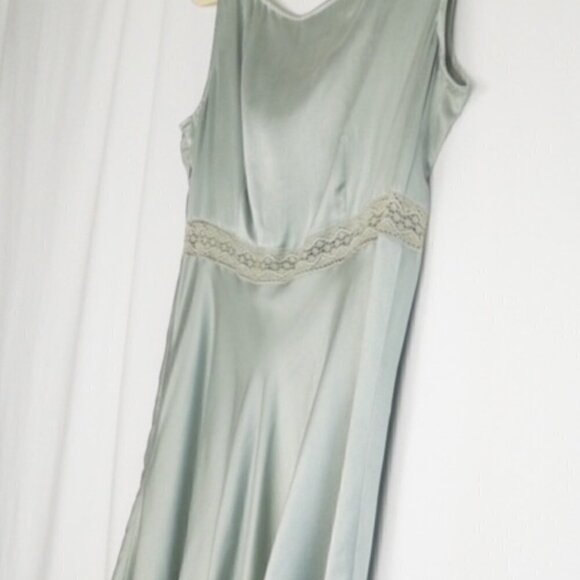 Susie Tompkins Vintage Gray Silk Sleeveless A Line Dress with Lace Accent, Size: - Picture 6 of 15